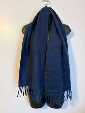 Christian Dior Cashmaire Blue Knit Vintage Scarf Fringe